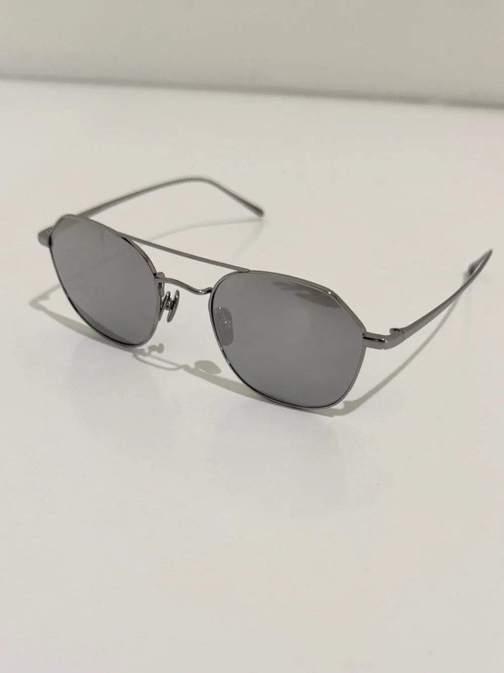 Linda Farrow Dante LFL977 Sunglasses 22K White Gold Aviator NIB Full Set